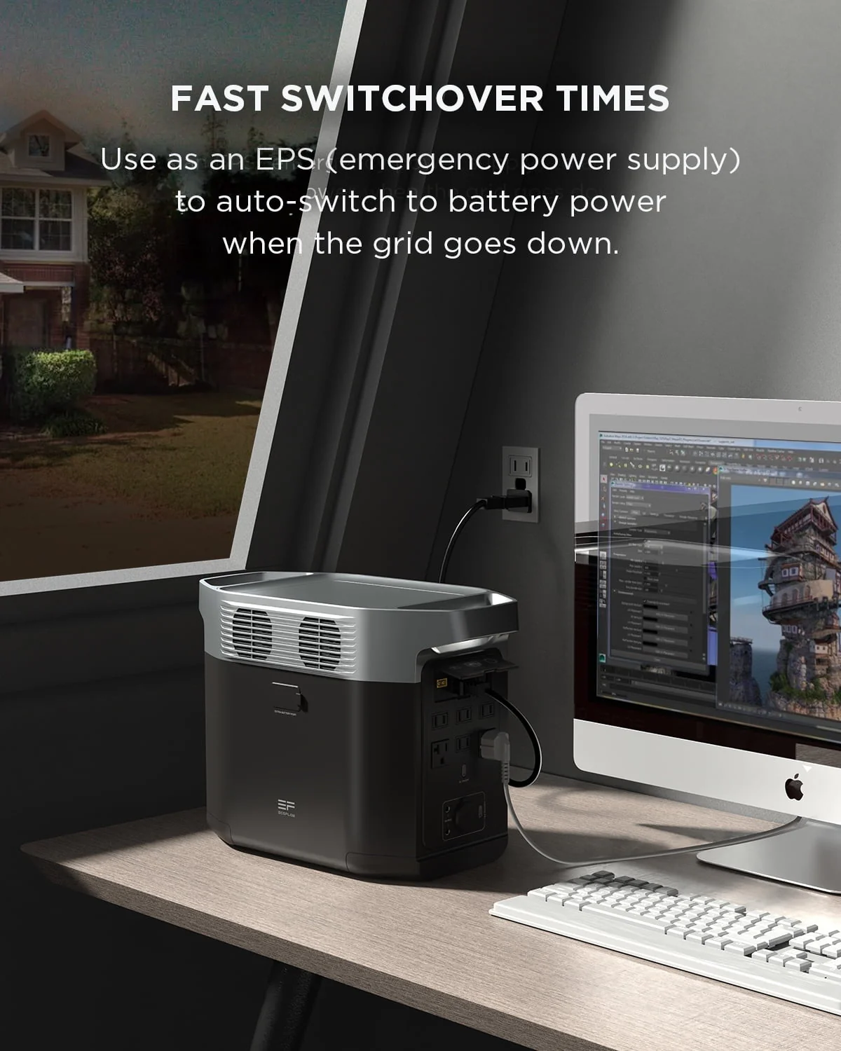 EcoFlow Portable Power Station DELTA2 with Smart Extra Battery, Expand Capacity from 1024Wh to 2048Wh, 2200W Solar Generator for Home Backup, Emergency, Outdoor Camping