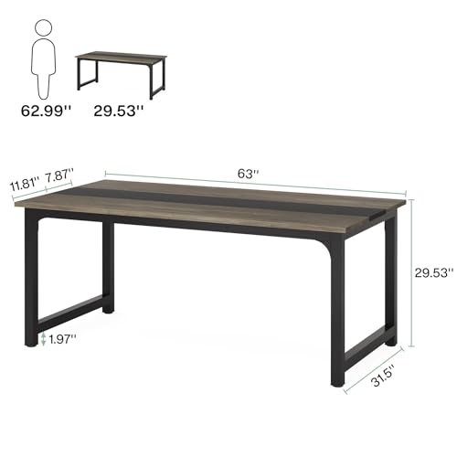 Tribesigns Modern Computer Desk, 63 x 31.5 inch Large Executive Office Desk Computer Table Study Writing Desk Workstation for Home Office, Spliced Desktop, White