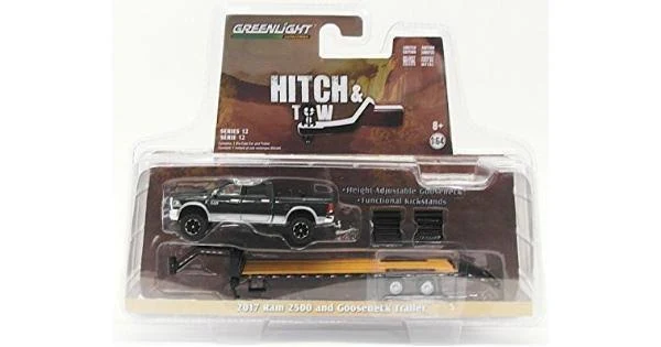 2017 Dodge Ram 2500 Pickup Truck and Gooseneck Trailer Hitch u0026 Tow Series 12 1/64 Diecast Car Model by Greenlight 32120 D