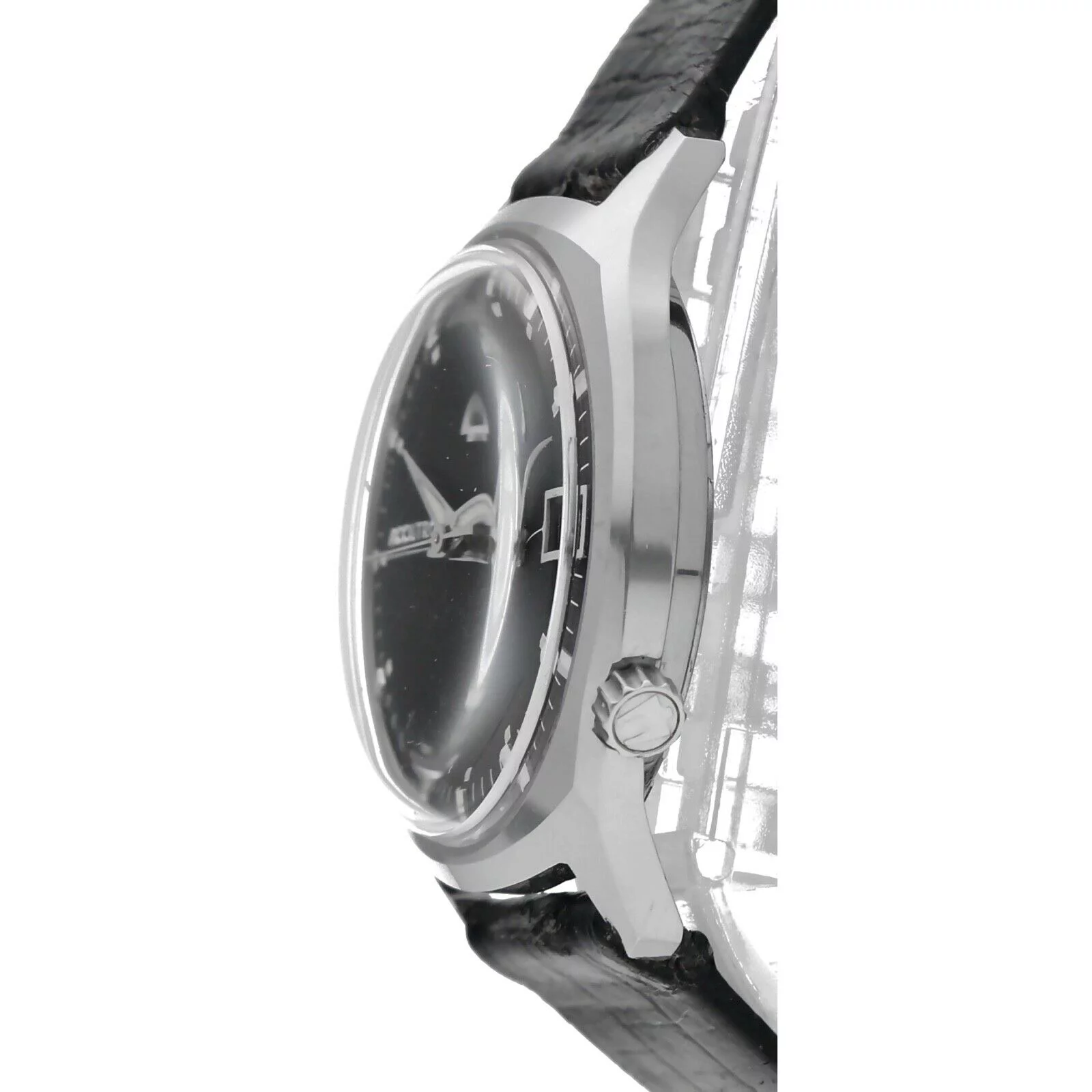 Vintage Bulova Accutron Date Stainless Steel Black Dial Tuning Fork Men's Watch