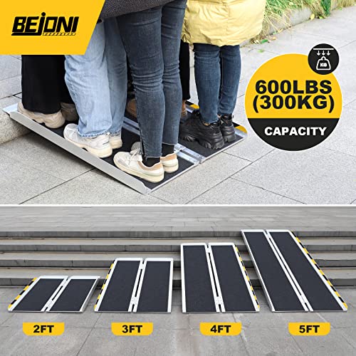 6FT Folding Aluminum Wheelchair Ramp for Home, 600 lbs Capacity, Non-Skid Portable Ramp, Folding Ramp for Wheelchairs, Ramp for Wheelchairs for Home, Steps, Stairs, Doorways
