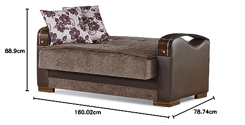 Empire Furniture USA LS-Rochester Rochester Collection Convertible Sofa Bed with Storage Space Includes 2 Pillows, Brown