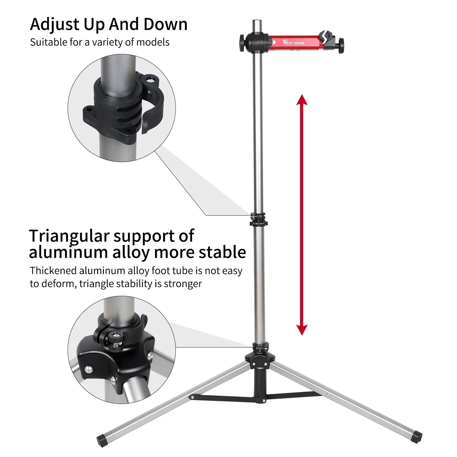 West Biking Adjustable Bike Repair Stand Bicycle Workstand with Tool Tray for Home Bicycle (Max 85 Lbs Load)