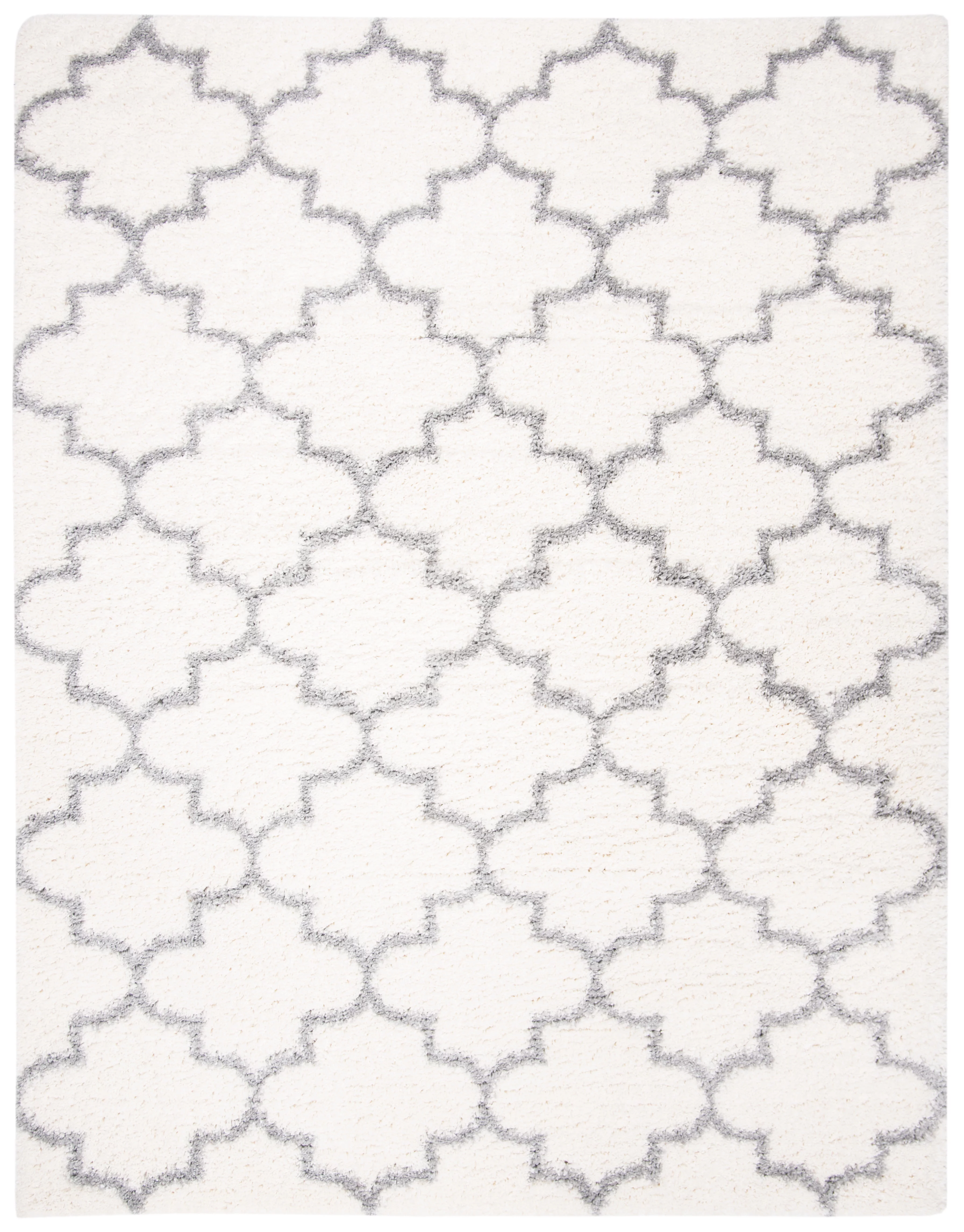 SAFAVIEH Fontana Hilda Geometric Plush Shag Area Rug, Cream/Grey, 9' x 12'