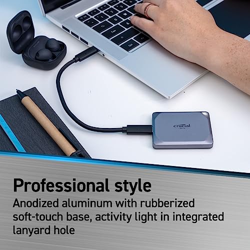 Crucial X9 Pro 4TB Portable SSD - 1050MB/s Read/Write, Water/Dust Resistant, with Mylio Photos+ - USB 3.2 for PC and Mac
