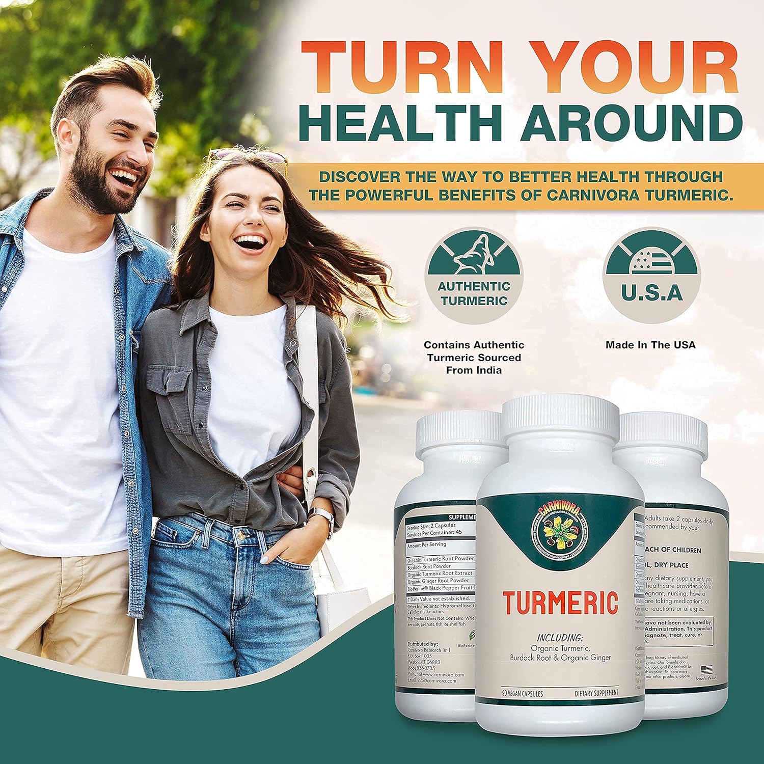 Carnivora Triple Play - Immune System Support, Lymph System Flush, and Enhancement for Joints and Digestion (Bundle with 1 Bottle Vegi-Caps, 1 Bottle Lymph Drainage, and 1 Bottle Turmeric)