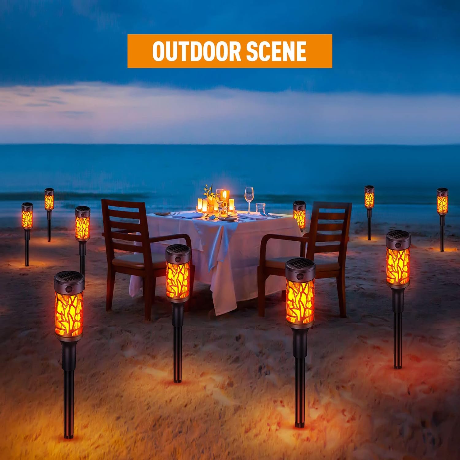 BONLION Solar Torch Lights Outdoor, Upgraded 8 Pack Extra-Bright Solar Torch Lights with Dancing Flickering Flames, Waterproof Landscape Decoration Flame Lights for Garden Pathway Yard-Auto On/Off