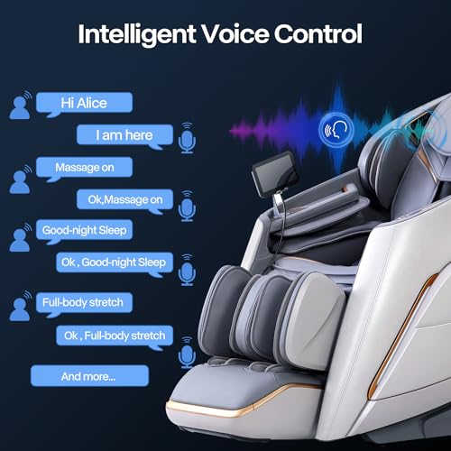 iRest 2023 4D Massage Chair Recliner System, Zero Gravity Shiatsu Massager with AI Voice Control, SL Track, Heating, Touch Screen, Quick Access Buttons (Beige)