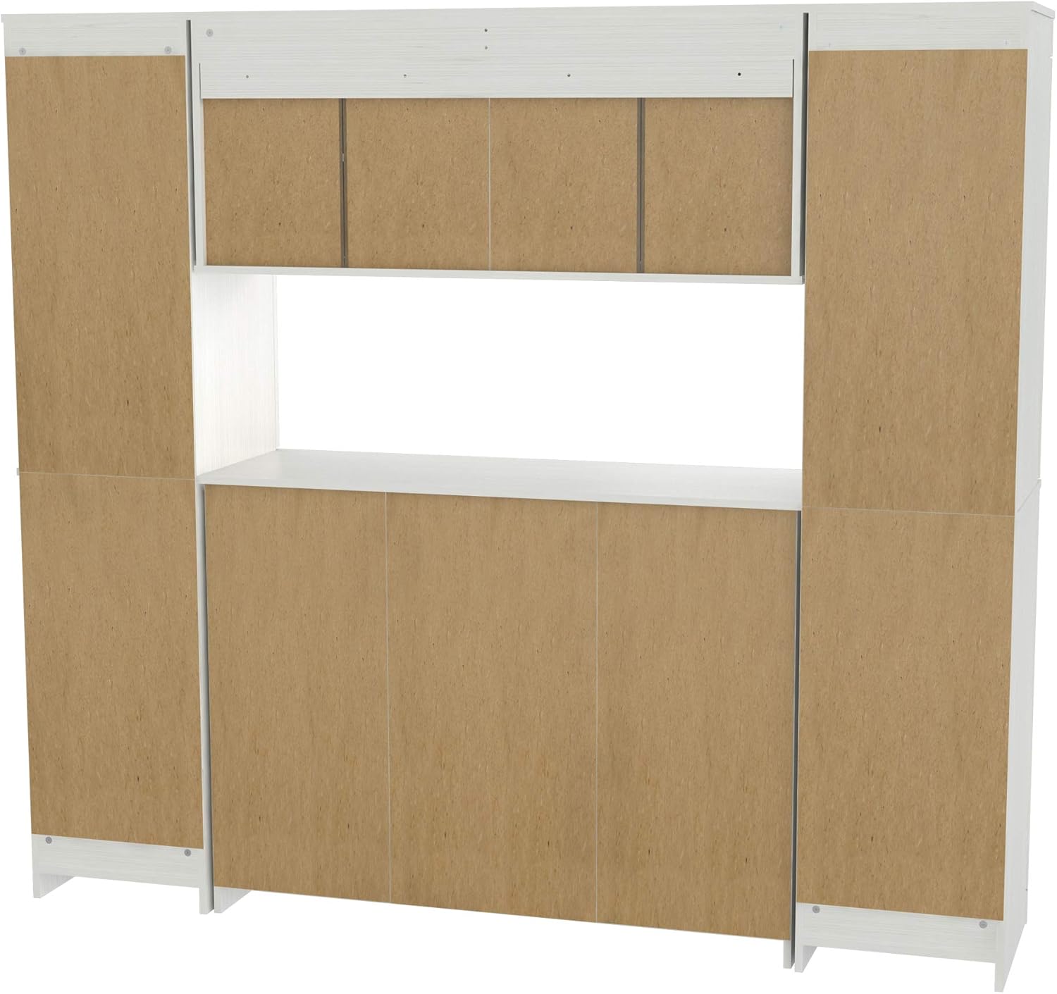 Inval Shaker Style 4-Piece Buffet Storage System with 2 Tall/Slim Cabinets, Washed Oak