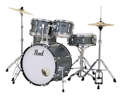 Pearl Roadshow Drum Set 4-Piece Complete Kit with Cymbals and Stands, Charcoal Metallic (RS584C/C706)