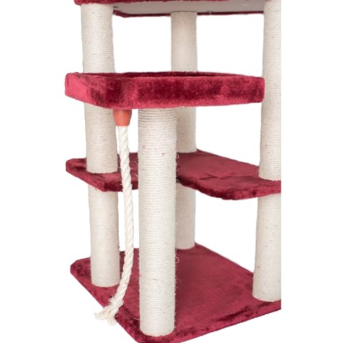 Armarkat Real Wood Cat Tower, Ultra thick Faux Fur Covered Cat Condo House A6902B, Burgundy