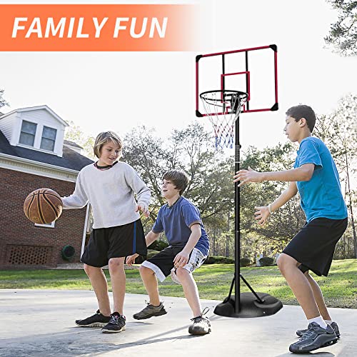 Portable Basketball Hoop, 32" Backboard Basketball Goal Stand with Fillable Base and Wheels, 7.5-9.2ft Adjustable Height for Youth Adults Indoor Outdoor Basketball Goal
