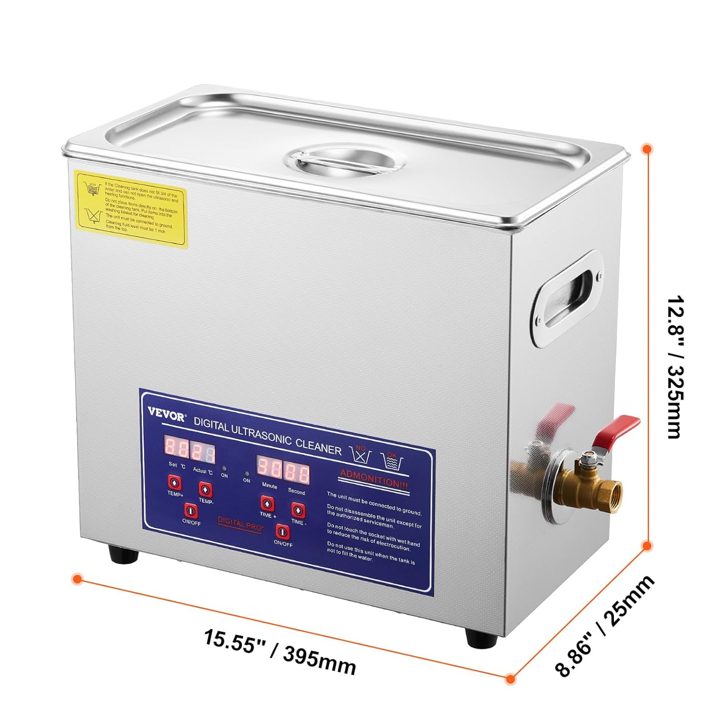 VEVOR Ultrasonic Cleaner, 6L Ultrasonic Vinyl Cleaner 7-12 Inch, 8 Records Ultrasonic Vinyl Cleaning Machine, 180W Ultrasonic Records Cleaner with Drying Rack for Home Store