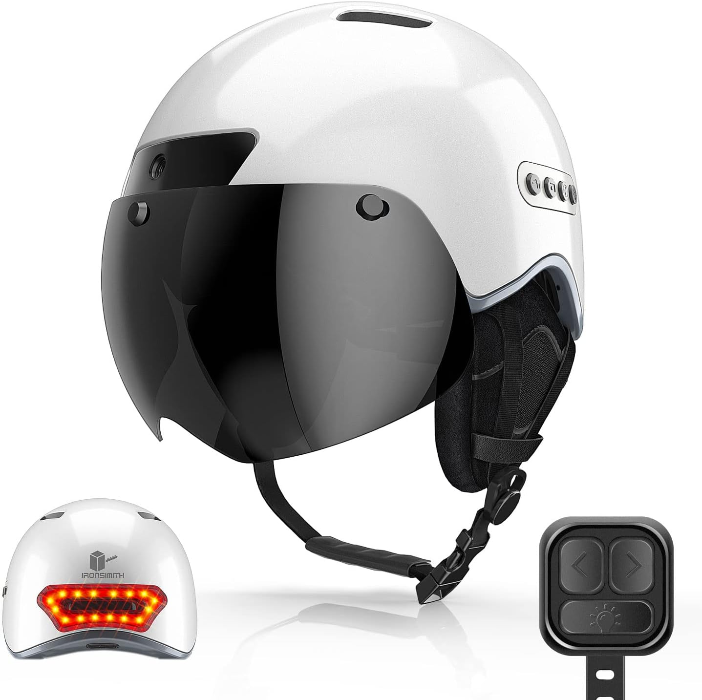IRONSIMITH Smart Bike Helmet Adult Bluetooth Helmet with Turn Signal Light Camera(32G TF-Card Included) Speaker Microphone Magnetic Goggle Removable for Man/Woman Cycling, Commuting and Urban Riding