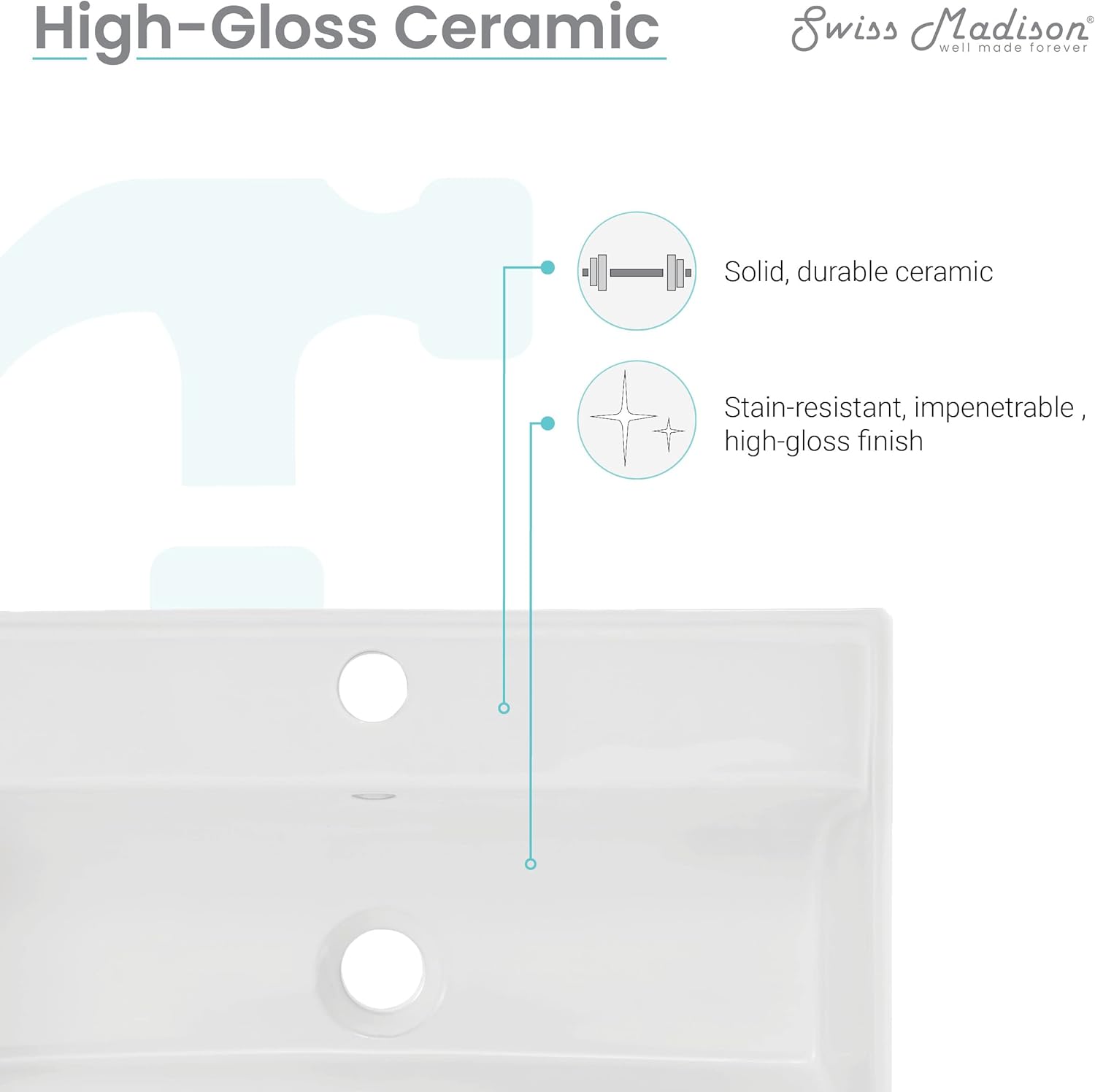 Reims 22" Wall-Mount Bathroom Sink with Brushed Gold Towel Bar