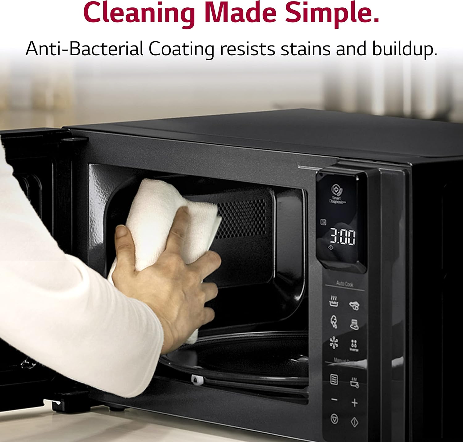 LG LMC0975ASZ 0.9 CF Countertop Microwave, Smart Inverter, Easy-Clean Interior with Hexagonal Ring, Stainless Steel