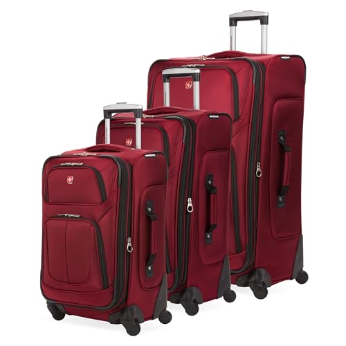 SwissGear Sion Softside Expandable Luggage, Black, Checked-Large 29-Inch