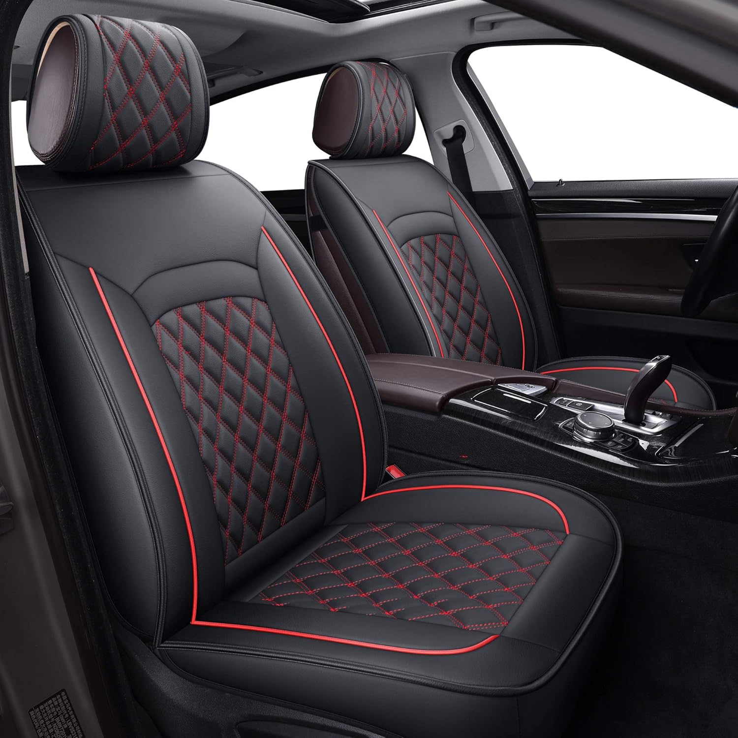LUCKYMAN CLUB 12-SLX Car Seat Covers for SUV with Faux Leather, Also fit for Most Sedan (SLX-Black & White)