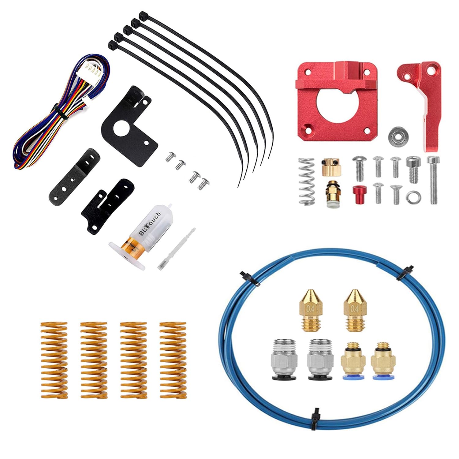 Creality CR Touch Auto Bed Leveling Sensor Kit for 32 Bit V4.2.2/(.7) Mainboard Ender 3v2/3/Pro/Ender 5/Pro/CR-10,Capricorn PTFE Bowden Tubing 1M,Aluminum Extruder, 0.4mm Nozzle, PC4-M6/M10 Fittings