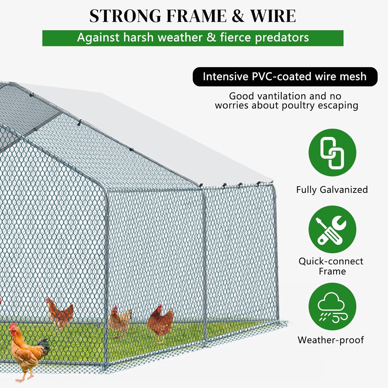 Large Chicken Coop,13 x 10 ft Large Metal Chicken Coop, Walk-in Poultry Cage Chicken Hen Run House with Waterproof Cover, Rabbits Cats Dogs Farm Pen for Outdoor Backyard Farm Garden