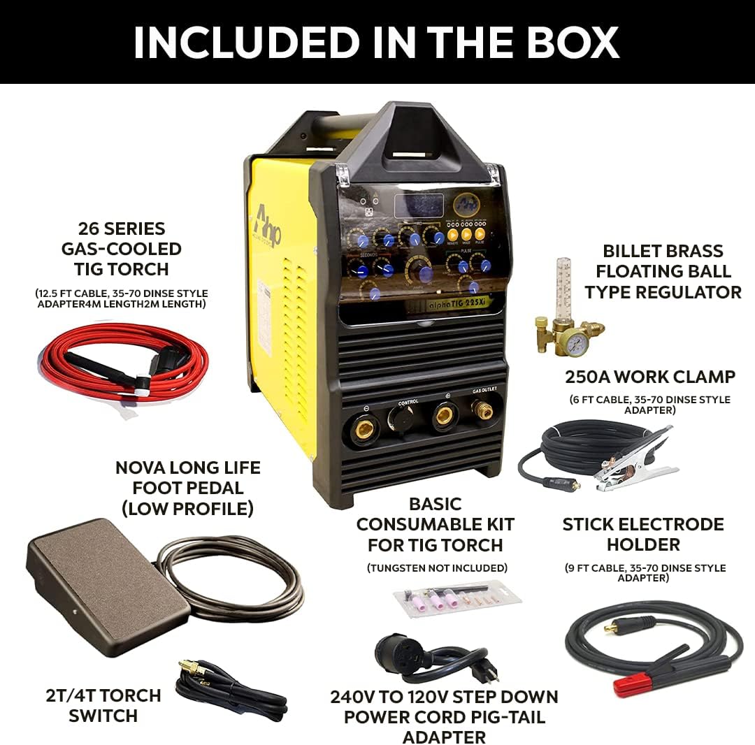 New 2024 AHP Alpha-TIG 225Xi 200 Amp IGBT AC/DC Pulse TIG/Stick Welder 110v/220v Dual Voltage