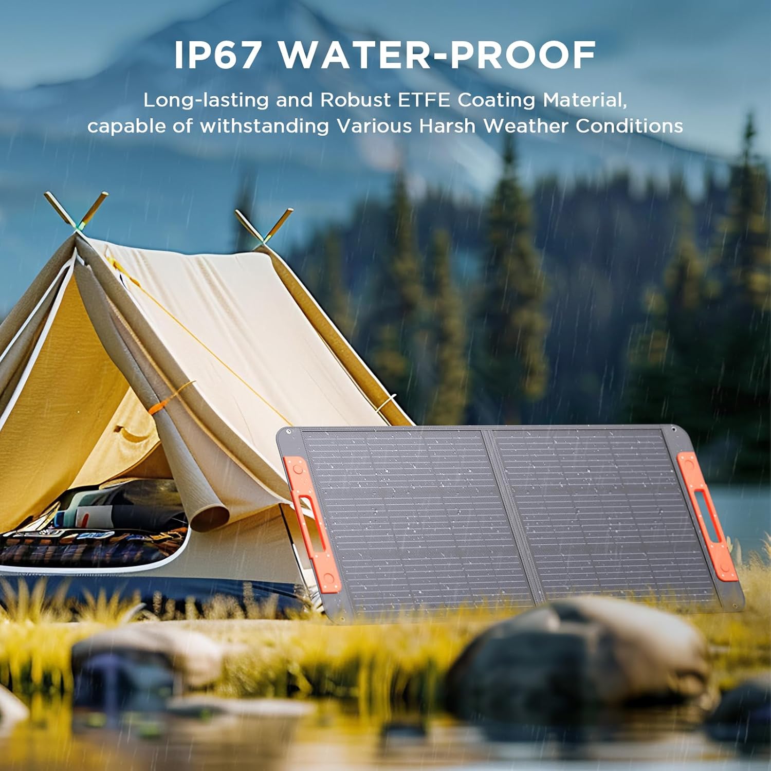 100 Watt Portable Solar Panel for Power Station,100W 20V Foldable Solar Charger with MC-4 Cable USB Output, 23.5% High Efficiency IP67 Waterproof Adjustable Kickstands for Camping RV Blackout