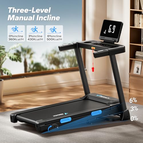 MERACH Foldable Treadmill with Incline, 7.5MPH Quiet Treadmills for Home with Double Deck Technology, 4 Silicone Shock Cushion, Heart Rate Monitoring,16.5" Wider Belt, APP