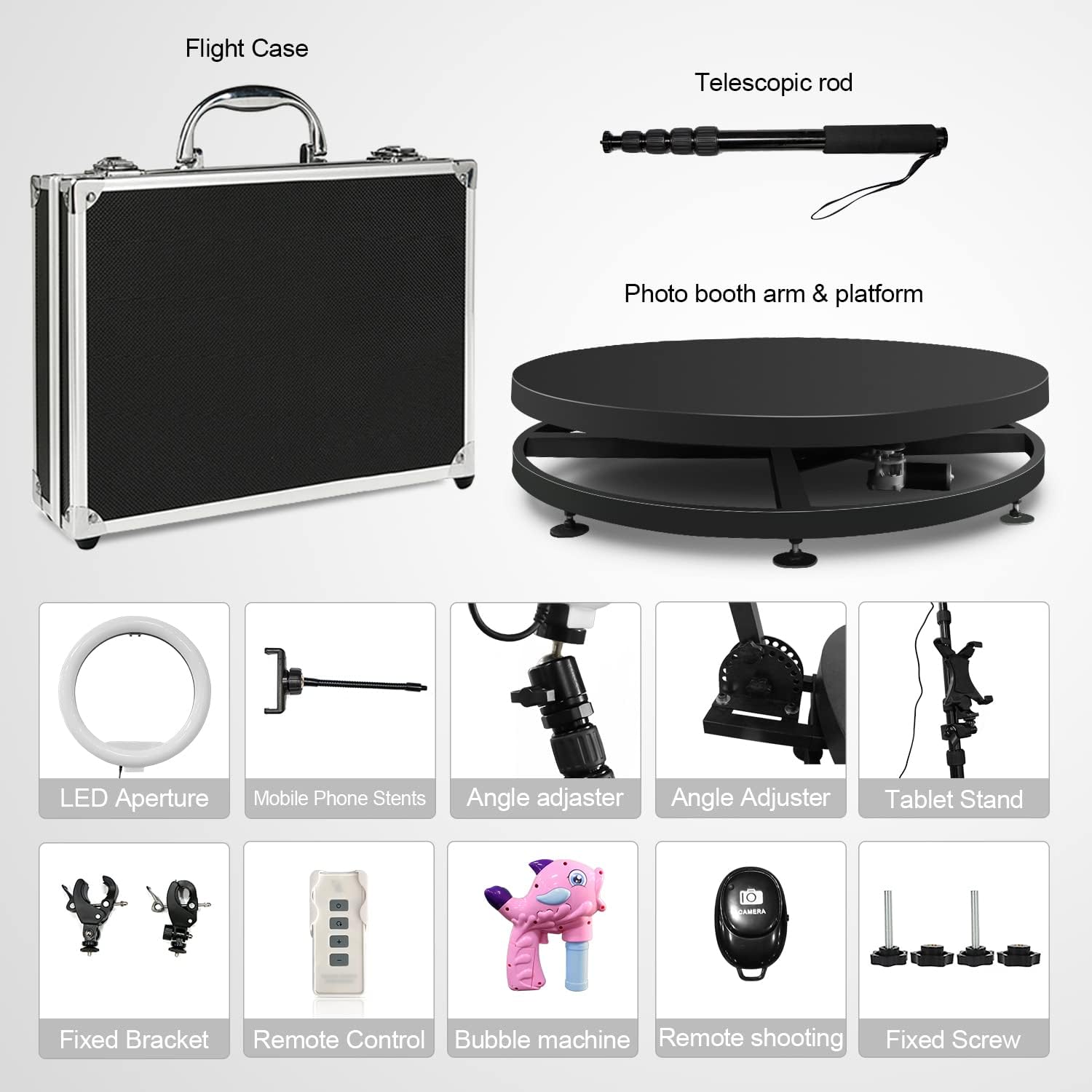 Upgrade 360 Photo Booth Machine,360 Photo Booth for Parties,360 Camera Booth,Automatic Slow Motion 360 Spin Photo Booth with Rotating Stand and Selfie Light,Flight Case Package(31.5 in)