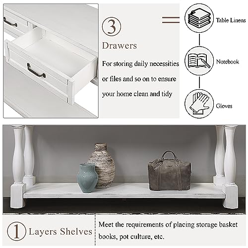 Merax Long Console Table with 3 Drawers and 1 Bottom Shelf, 63" Sofa Table for Entryway, Light Espresso