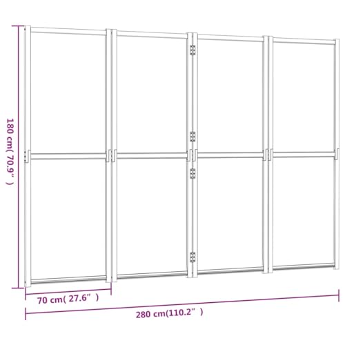 4-Panel Room Divider Cream White 110.2"x70.9",Acacia Wood Room Divider, Foldable Privacy Screen for Indoor and Outdoor Spaces Home & Kitchen Furniture, Bedroom Room Dividers