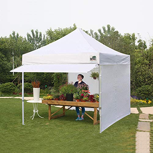 Eurmax USA 10 x 10 Pop up Canopy Commercial Tent Outdoor Party Canopies with 4 Removable Zippered Sidewalls and Roller Bag Bonus 4 Canopy Sand Bags & 24 Squre Ft Extended Awning(Black)