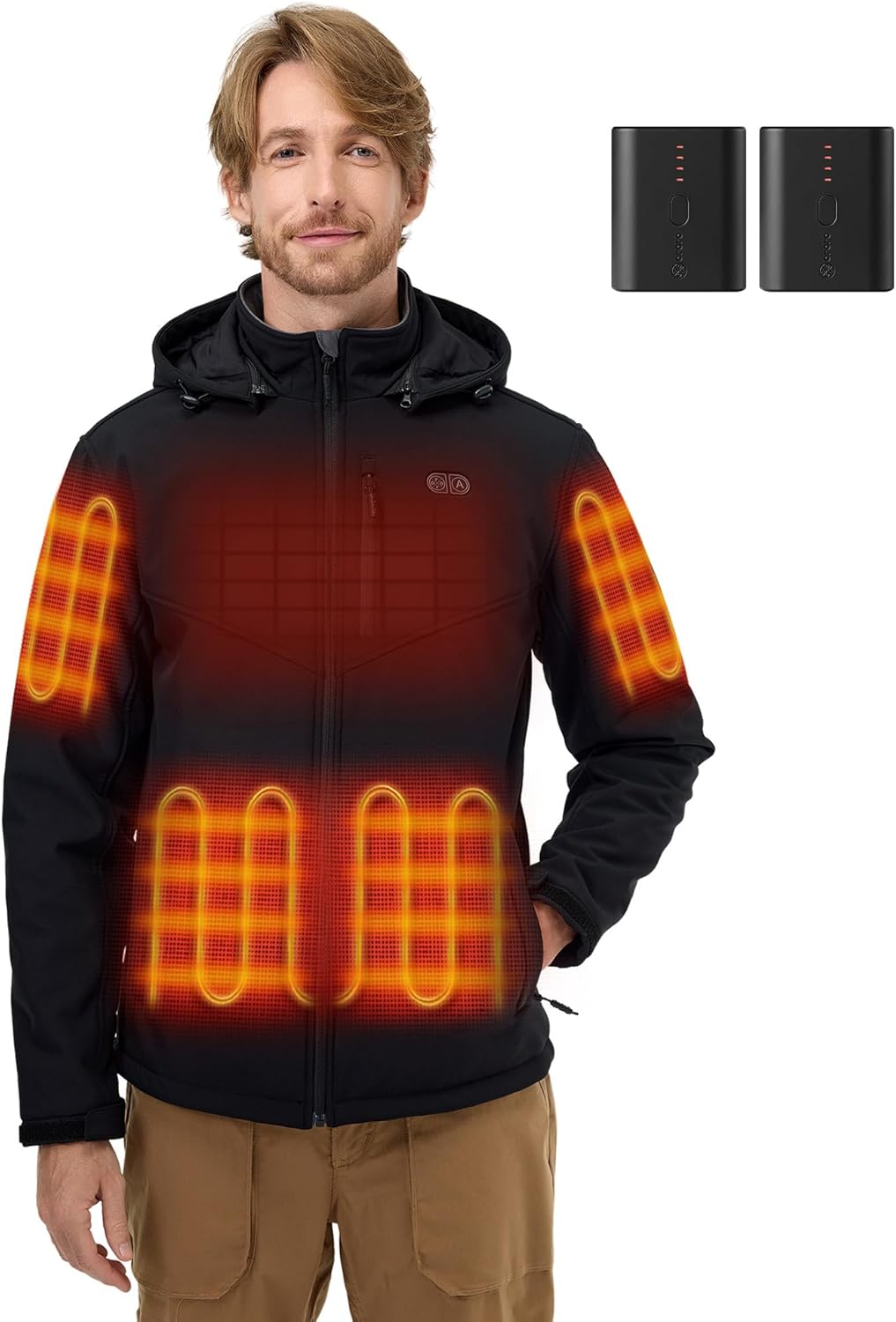 ORORO Men's Dual Control Heated Jacket (Black, XL) and Extra Battery