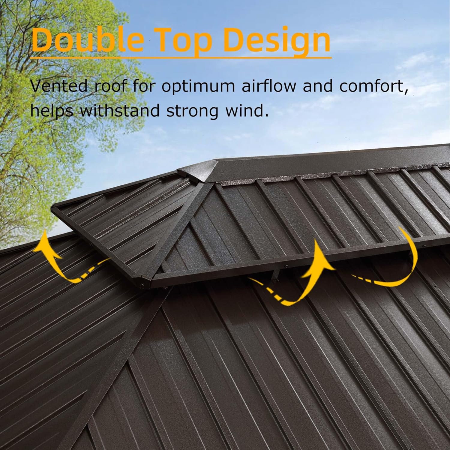 PURPLE LEAF 12' X 14' Outdoor Hardtop Galvanized Steel Double Roof Permanent Gazebo Canopy Aluminum Frame Patio Garden Gazebo