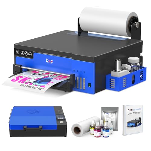 DXZ Upgraded A4 DTF Printer with Film Cutter-XP600 Doubled Printing Speed Compared to L1800 and L805,Built-in White Stirring System for DIY T-Shirt,2-Year Ink Included (Printer+Oven+Ink)