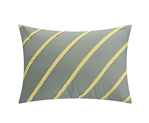 Chic Home 111CQ111-AN 8 Piece Rhodes Pintuck Color Block Comforter Set, Queen, Yellow