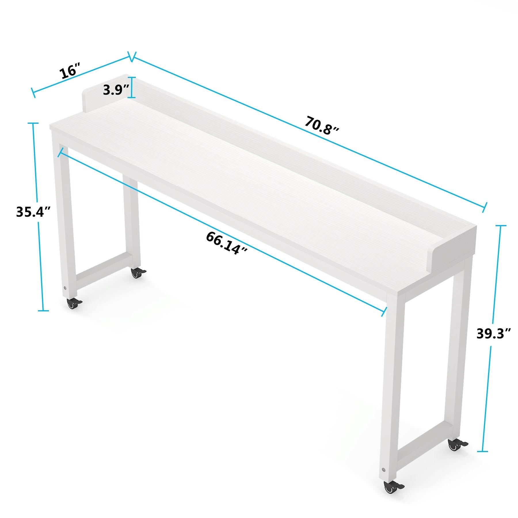 Overbed Table with Wheels, Tribesigns Queen Size Bed Table Overbed Laptop Table (Height Can&t ADJUST) - White