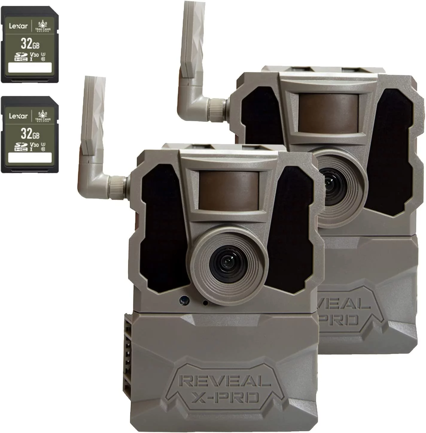 TACTACAM Reveal X PRO Cellular Trail Camera, Verizon and AT&T, NO Glow, Integrated GPS Tracking, Built in LCD Screen, HD Photo and HD Video 2 PK + Two 32GB SD Cards