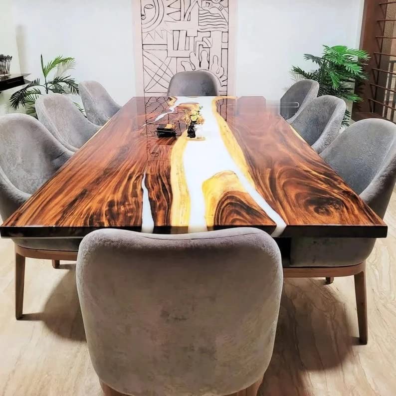 Personalized Large EPOXY Table, Resin Dining Table for 2, 4, 6, 8 River Dining Table Top, Wood Epoxy Coffee Table Top (without Stand, 36 x 24inches)