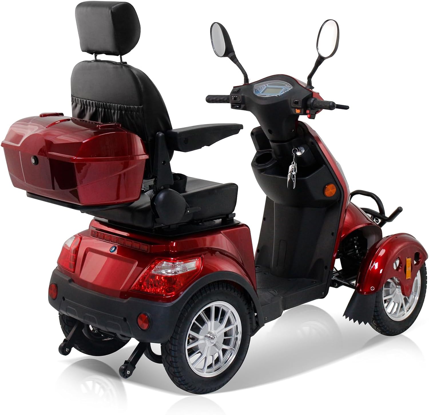 Electric Mobility Scooter for Adults & Seniors, Heavy Duty 4 Wheel Mobility Scooters 500lbs Capacity 800W All Terrain Powered Mobility Scooter for Travel, 3-Speed Elderly Handicap Scooter-Red