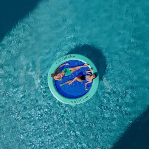 Round Floating Ring Inflatable Water Hammock Heavy Duty River Floats Lake Raft for Adults Tanning Pool Lounger Float Island Platform Pad Mat for Party