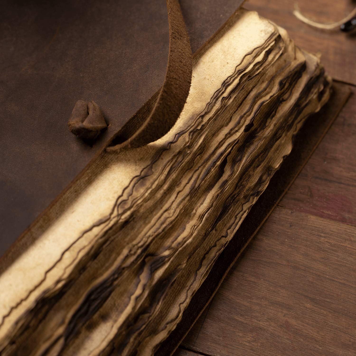 Vintage Leather Journal - Burnt Deckle Edge Vintage Paper - Handmade Leather Bound Journal - Book of Shadows Journal - Leather Sketchbook - Drawing Journal - 240 Pages (11.5" x 8.25") Pack of 2