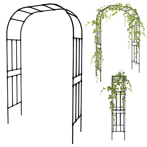 Olle Garden Arbor 95" High 59" Wide Easy to Assemble Wedding Arches for Ceremony Lightweight Garden Trellis Arch Garden Arch Trellis for Climbing Plants, Black