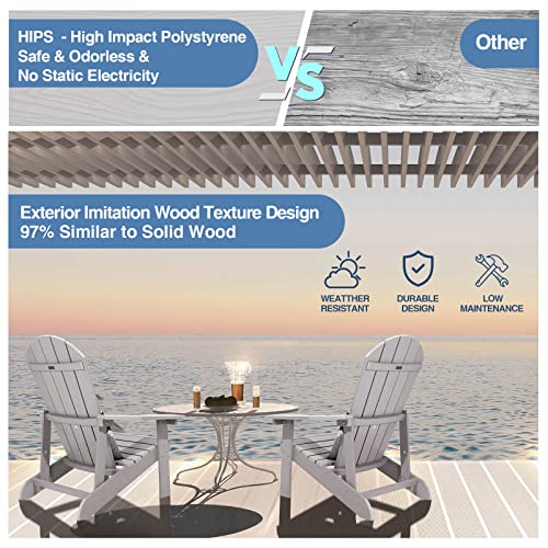 Adirondack Chair, All Weather Resistant Plastic Chairs with Cup Holder, 5 Easy Steps to Install, Outdoor Chairs for Patio, Garden, Backyard Deck, Lawn, Fire Pit - Teak