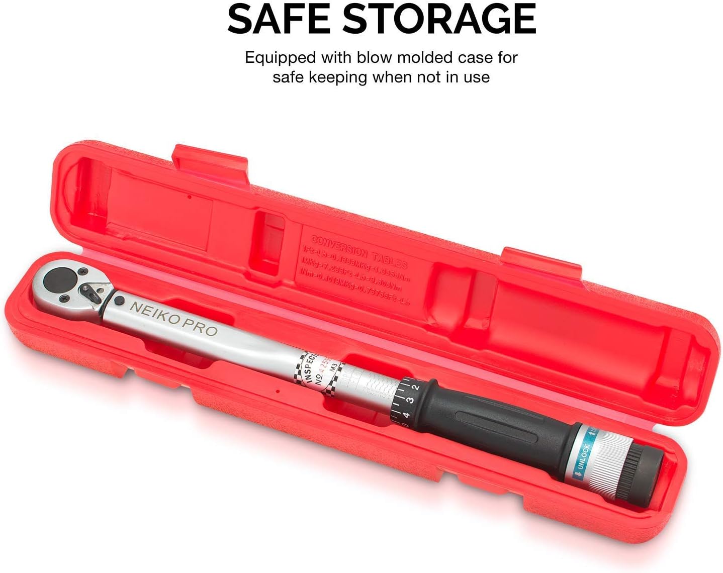 NEIKO PRO 03707B 3/8" Drive Adjustable Click Torque Wrench | SAE | 15-80 Foot-Pound | Chrome Vanadium Steel | 14” Length Pack of 2