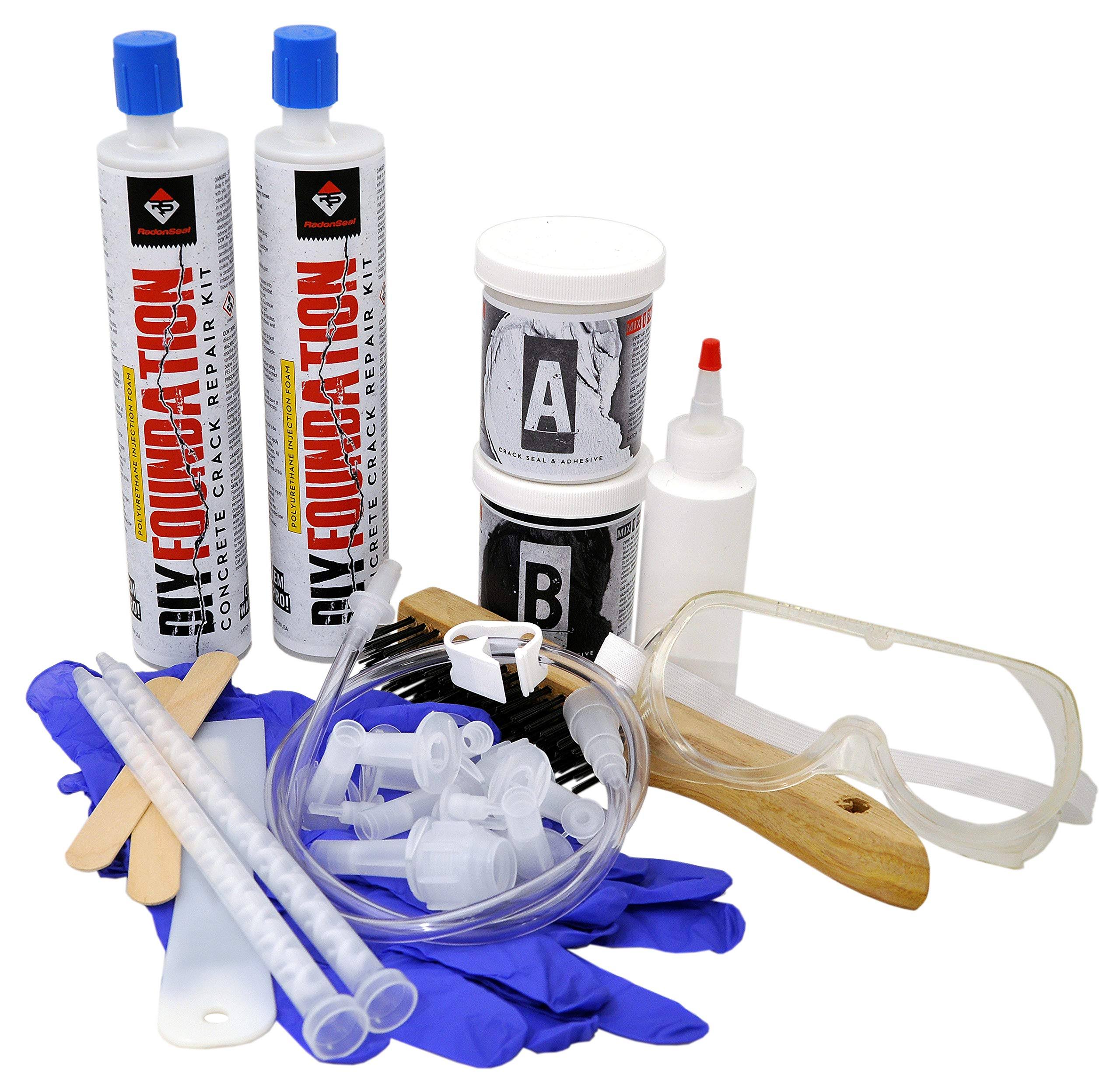 RadonSeal Concrete Foundation Crack Repair Kit (10 ft) - The Homeowner&s Solution to Fixing Basement Wall Cracks Like The Pros!