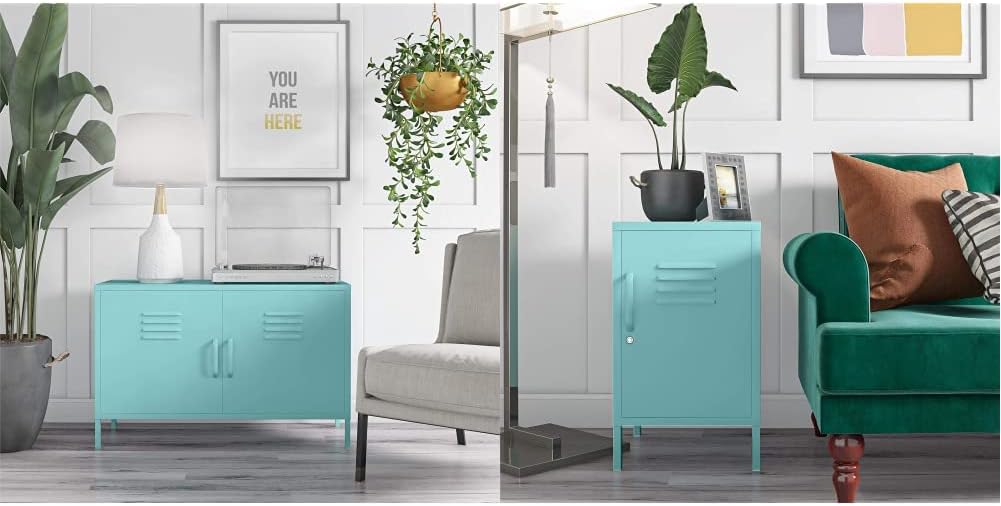 Novogratz Cache 2 Door Metal Locker Accent Cabinet Cache Metal Locker Mint End Table