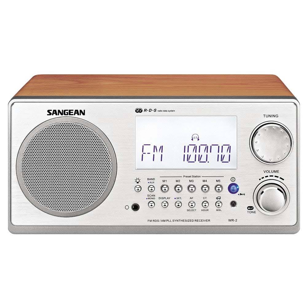 Sangean WR-2 FM/AM Wooden Cabinet Table Top Digital Tuning Receiver, Walnut