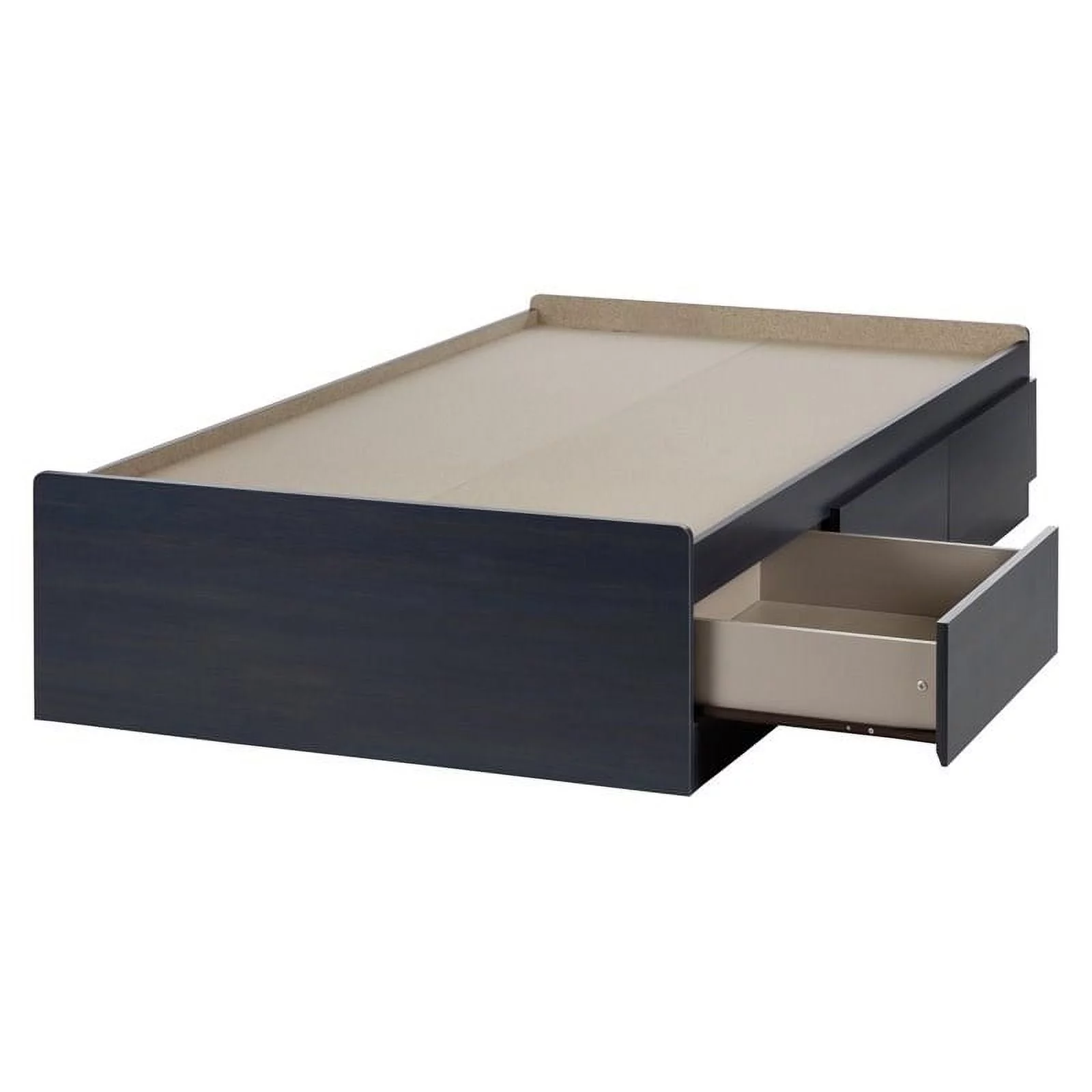 Roseberry Kids Transitional Wood Twin Mates Bed with 3 Drawers in Blue