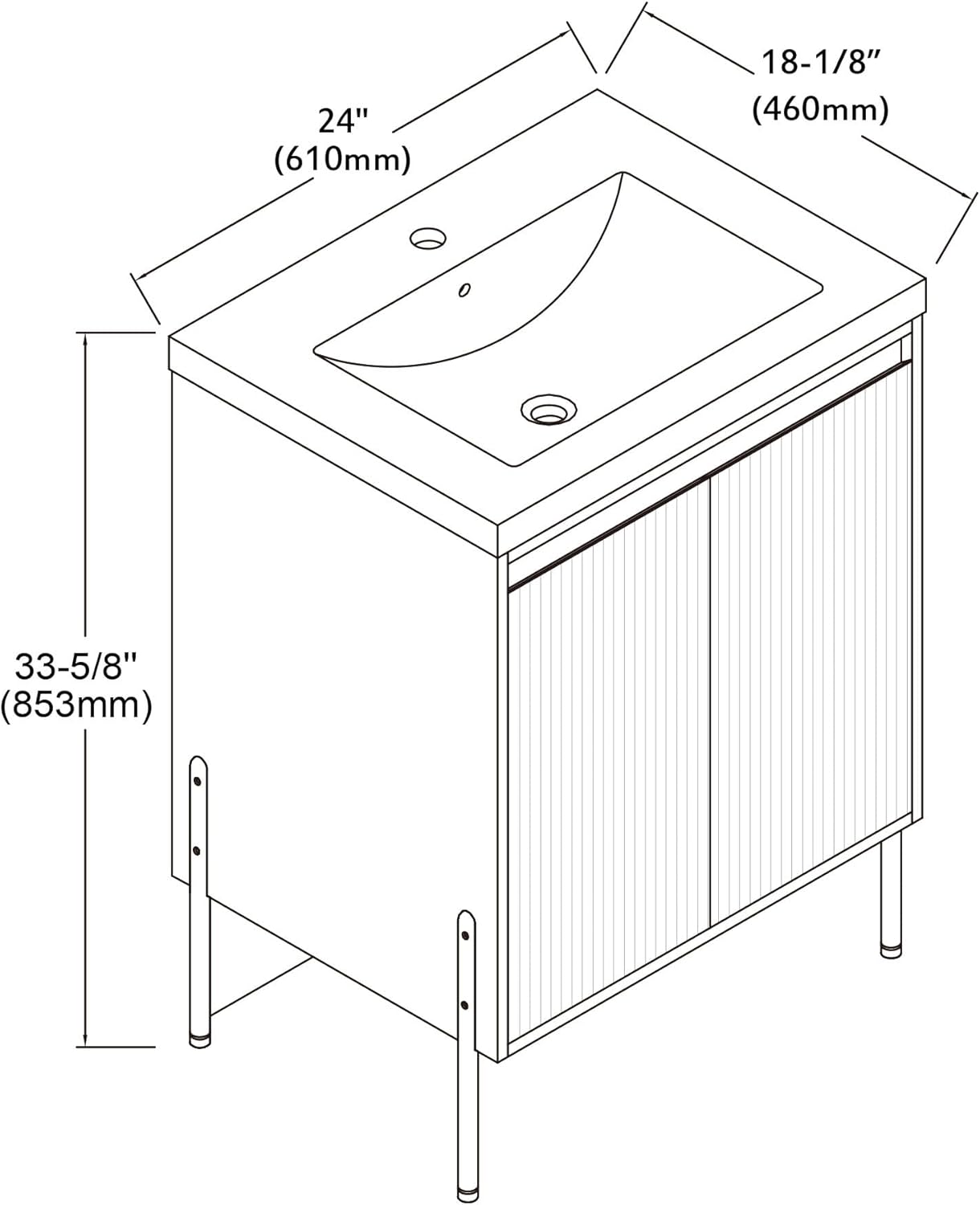 Dowell 24" Inch White Bathroom Vanity with Ceramic Sink Combo, Modern Bathroom Cabinet with Soft-close Door, Freestanding Single Bathroom Vanity Set - 002 Series [Assembly Required]