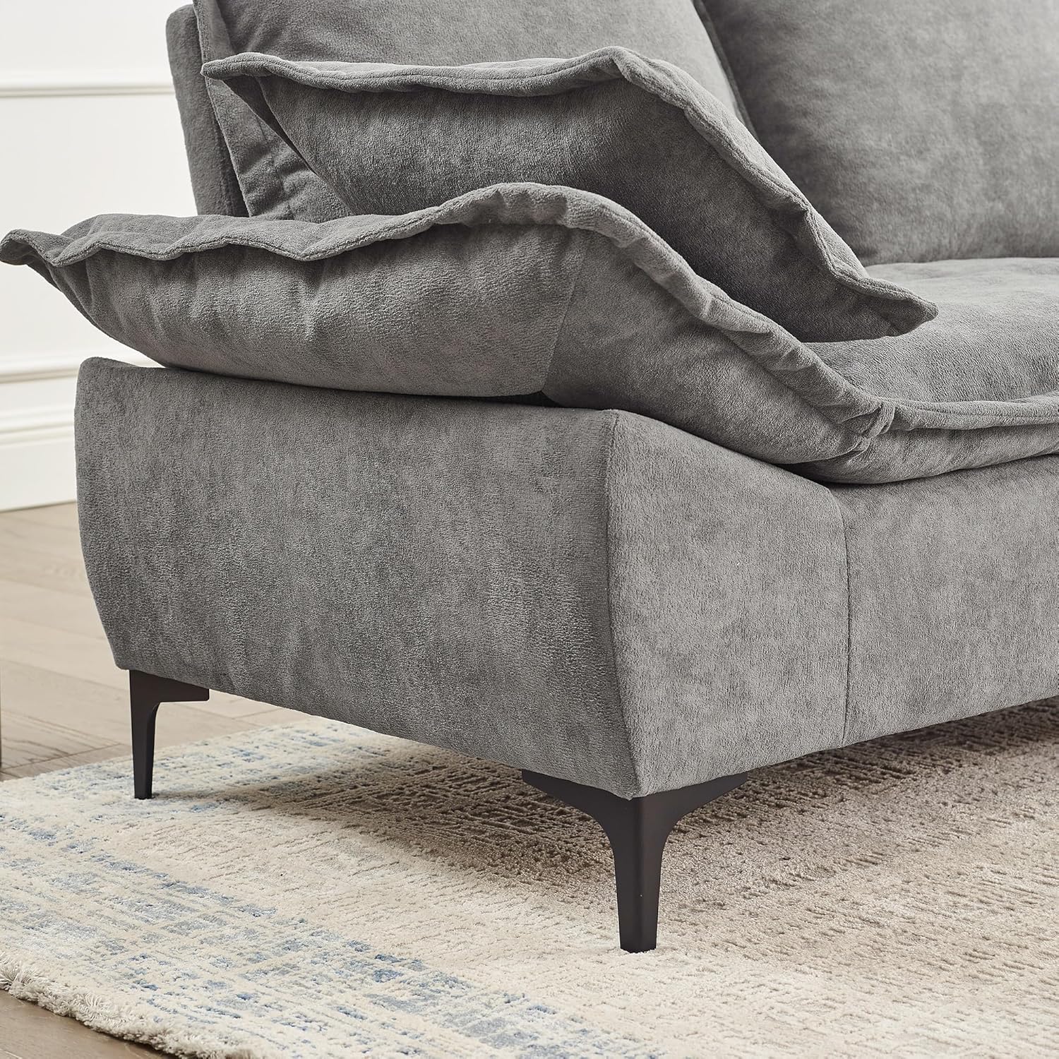 88.5" Sofa for Living Room, Modern Sofa Couch Sailboat Couches Dutch Velvet 3-Seater Sofa with 2 Pillows for Bedroom Apartment Small Space Grey